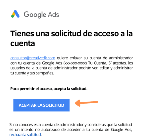 Te va a llegar un correo similar a este